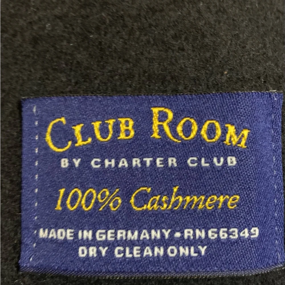 CHARTER CLUB Club Room 100% cashmere black Unisex scarf NWT